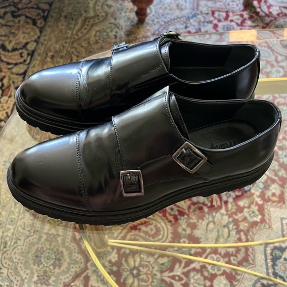 Double Monk Strap Black Leather Shoes - Picture 5 of 8